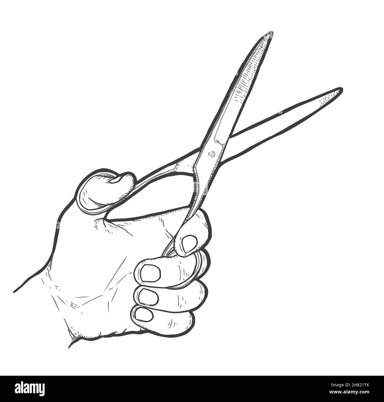 Hand drawn hand with scissors, vector illustration Stock Vector Image & Art  - Alamy
