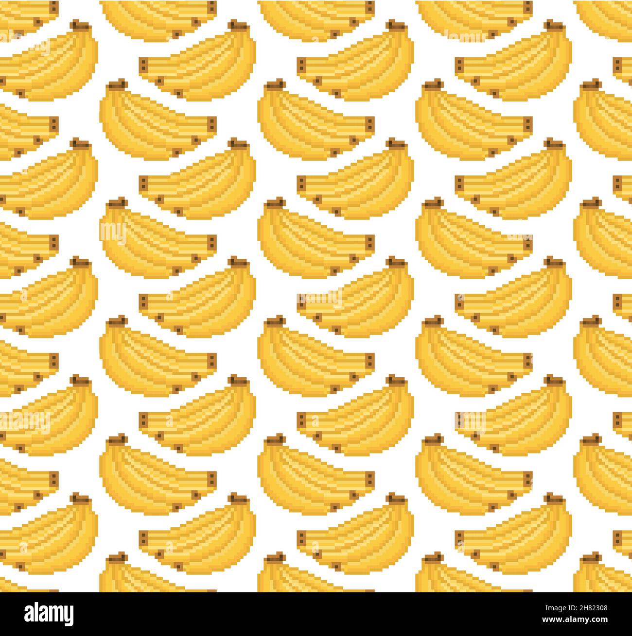 Banana vector seamless pattern. Bunches of fresh yellow bananas. Pixels ...