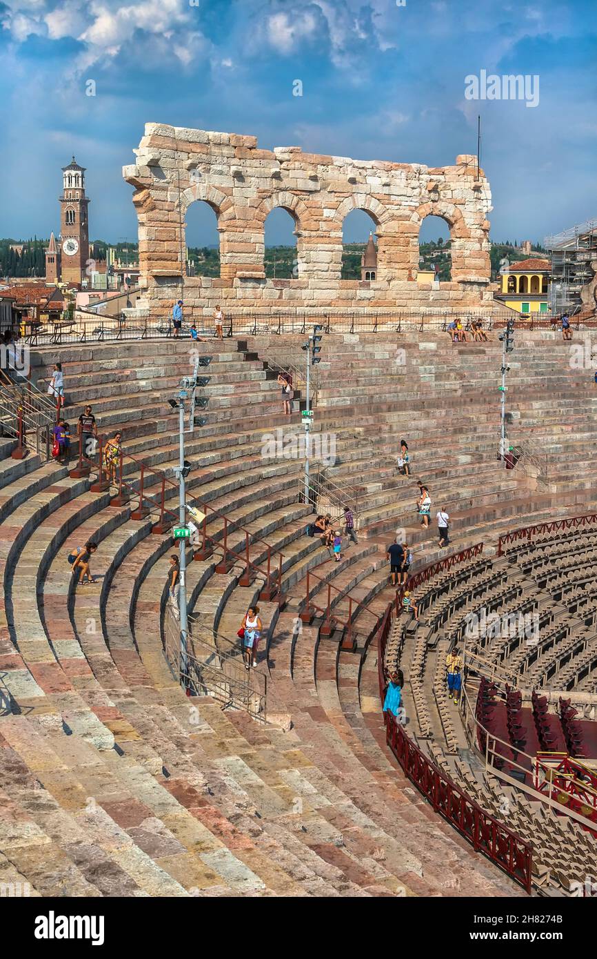 VERONA, ITALY - 16 AUGUST, 2012: Arena is Verona's best preserved Roman monument. Italy Stock Photo