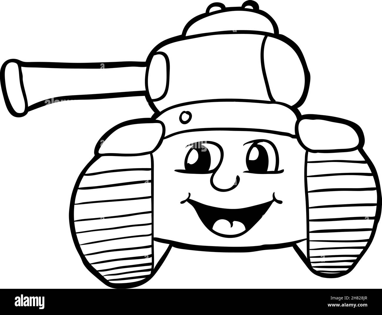 Tank with smile, vector illustration, coloring book Stock Vector Image ...