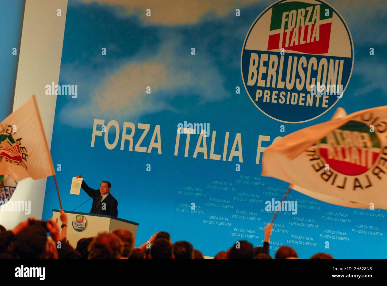 Rome, Italy 05/04/2006: Forza Italia's electoral campaign with Silvio Berlusconi at the Fiera di Roma. © Andrea Sabbadini Stock Photo