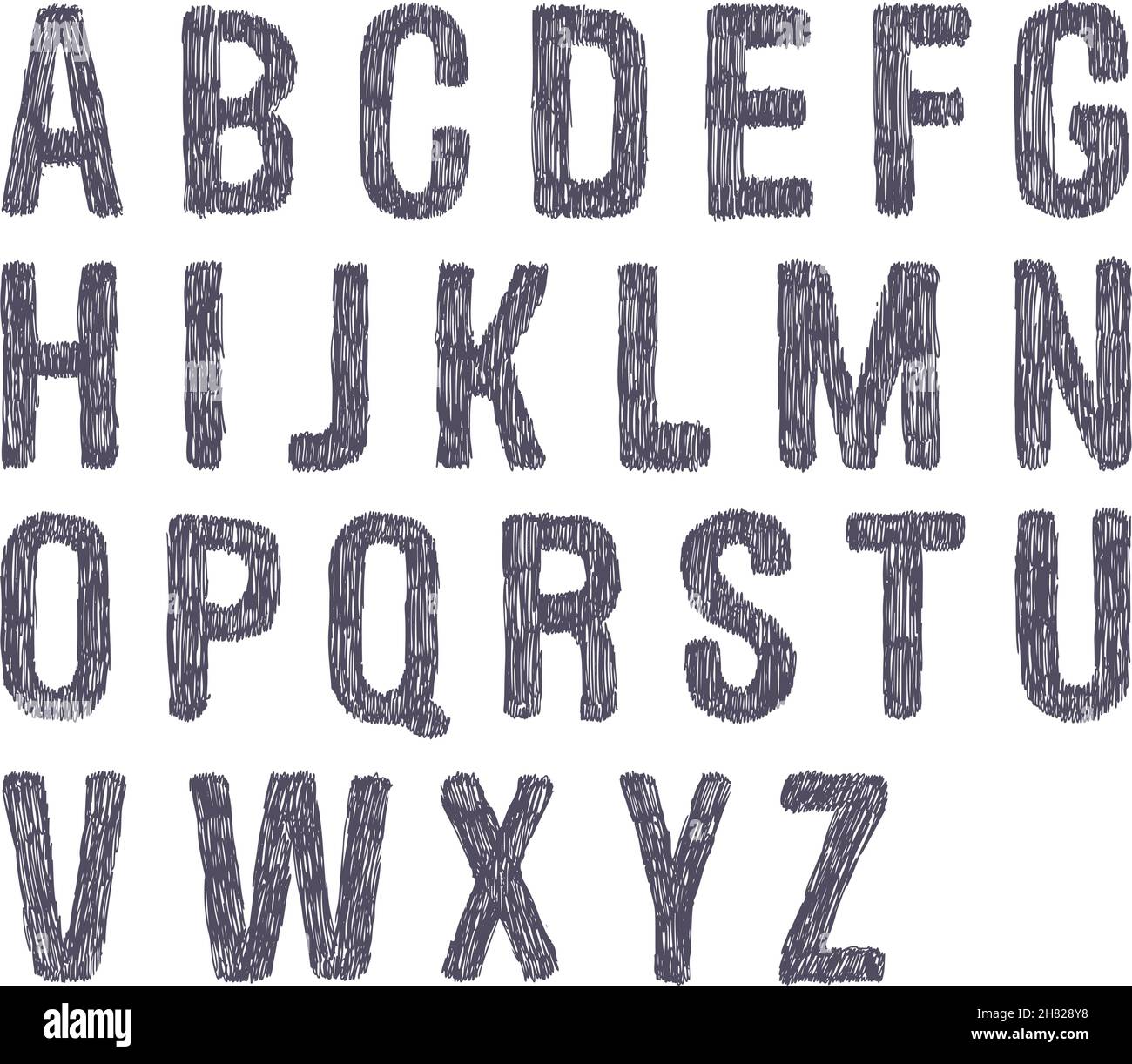 Hand drawn and sketched vector abc, font, alphabet Stock Vector