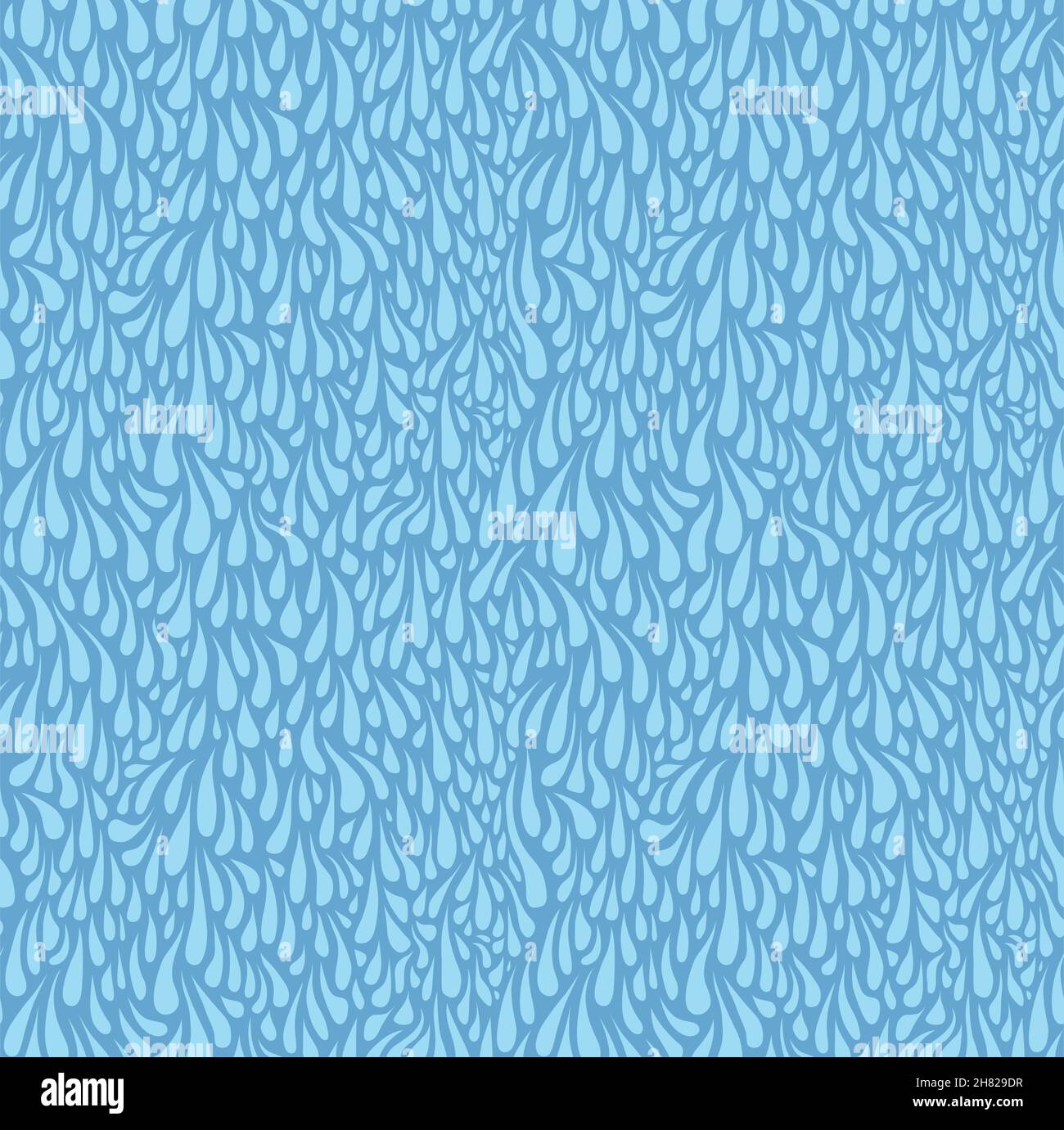 Blue water drops in the blue background, vector illustration, seamless pattern. Stock Vector