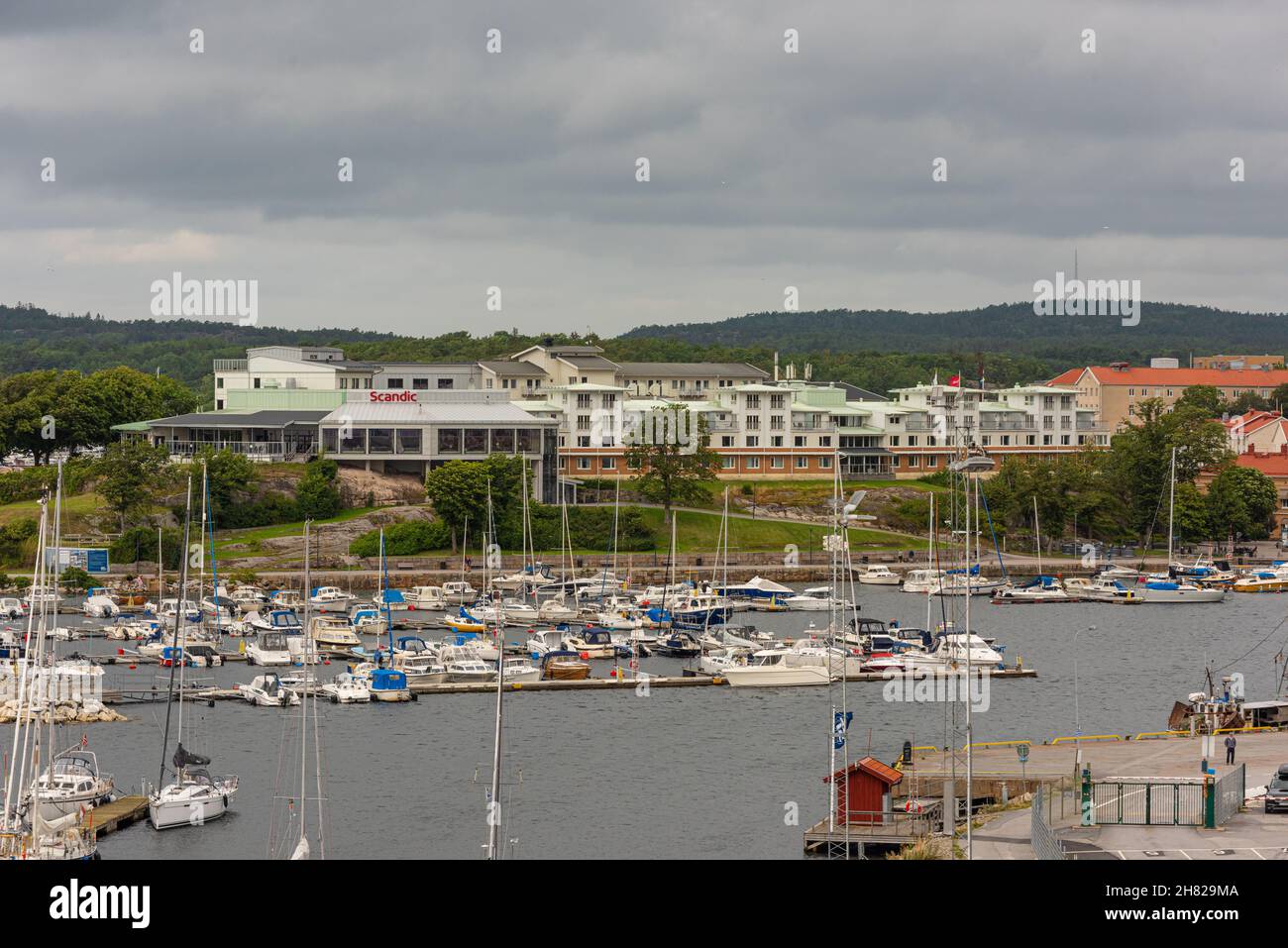 Strömstad, Sweden - July 31 2021: Exterior of Scandic Hotel Laholmen Stock Photo