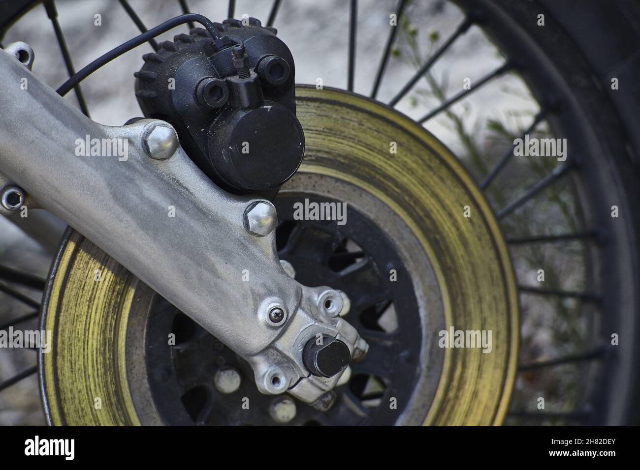 The disc brake of the vintage motorcycle Stock Photo Alamy