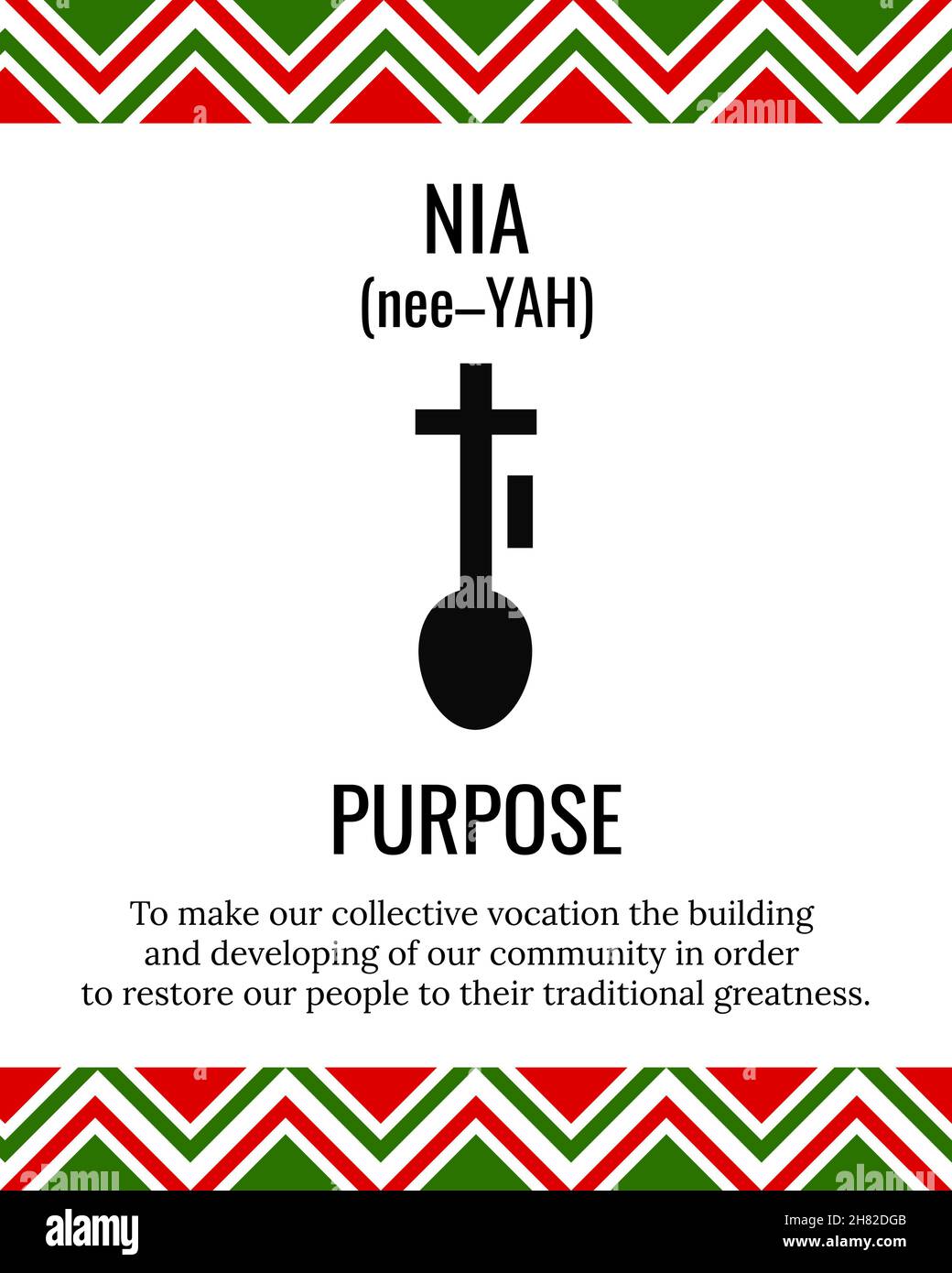 The Seven Principles of Kwanzaa sign. Fifth day of Kwanzaa Purpose or