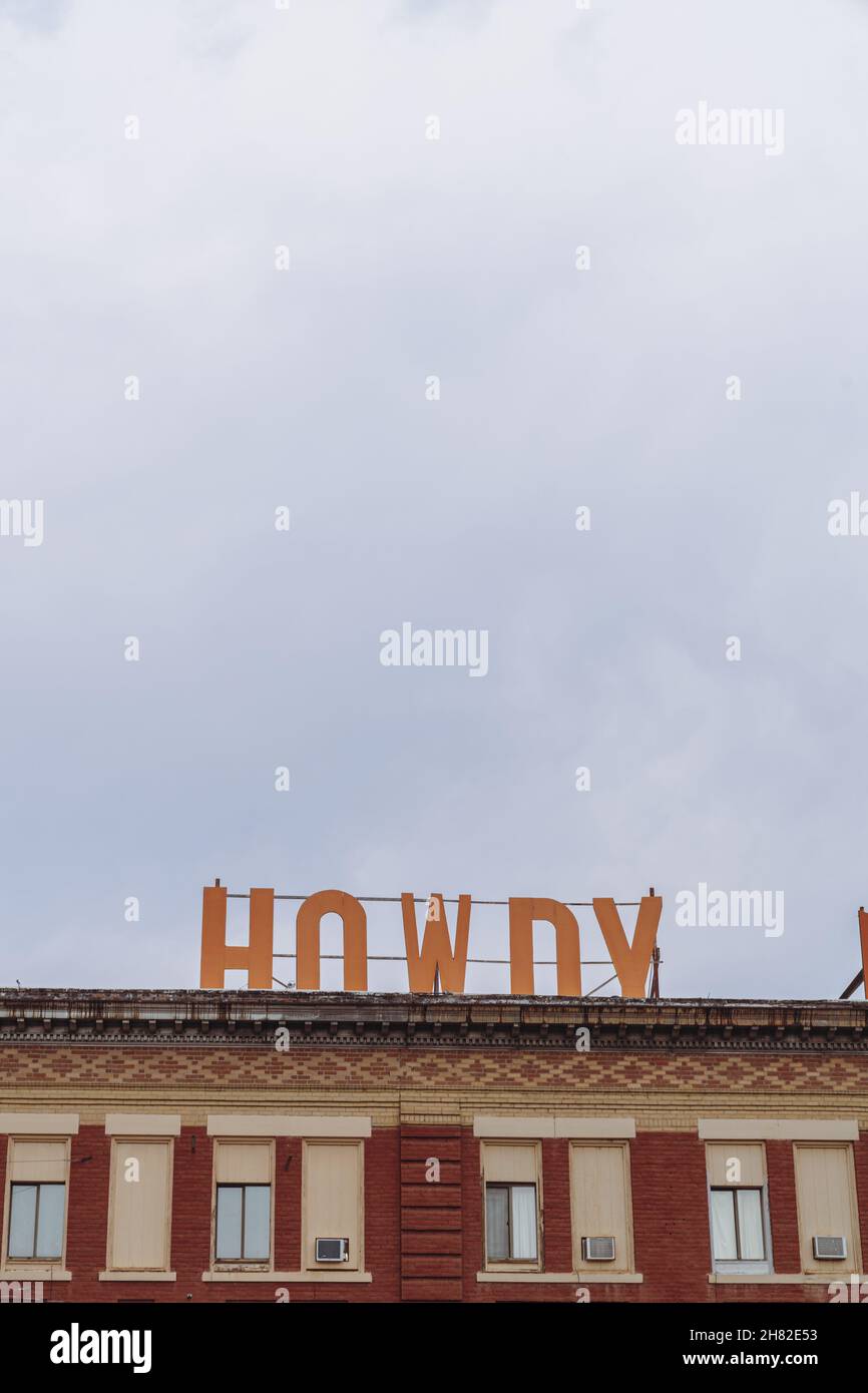 Forsyth, Montana - August 26, 2021: The classic rooftop sign of the ...