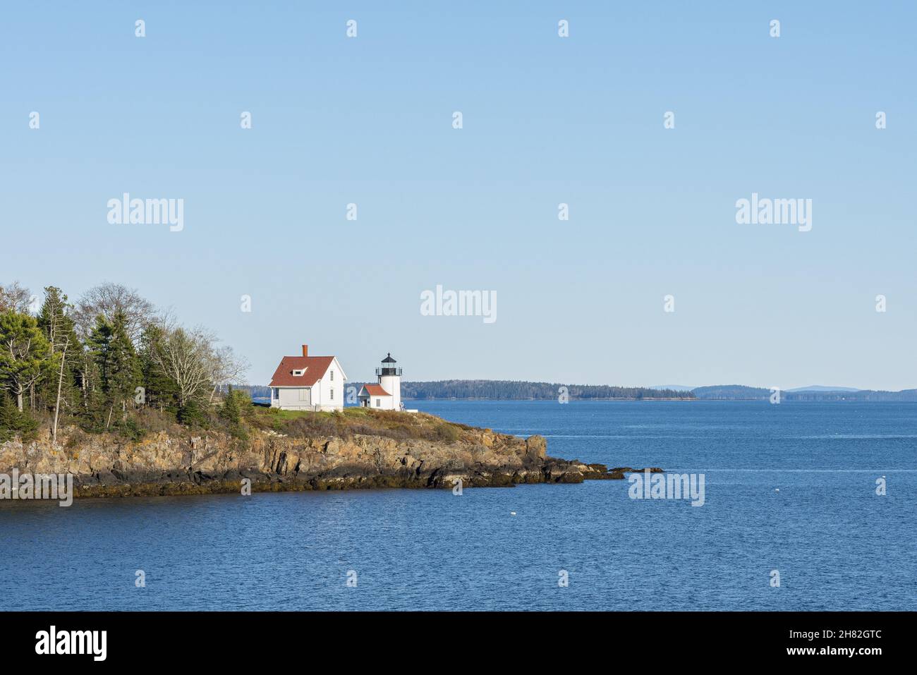 Atlantic Coast Lighthouse along Midcoast Maine Stock Photo