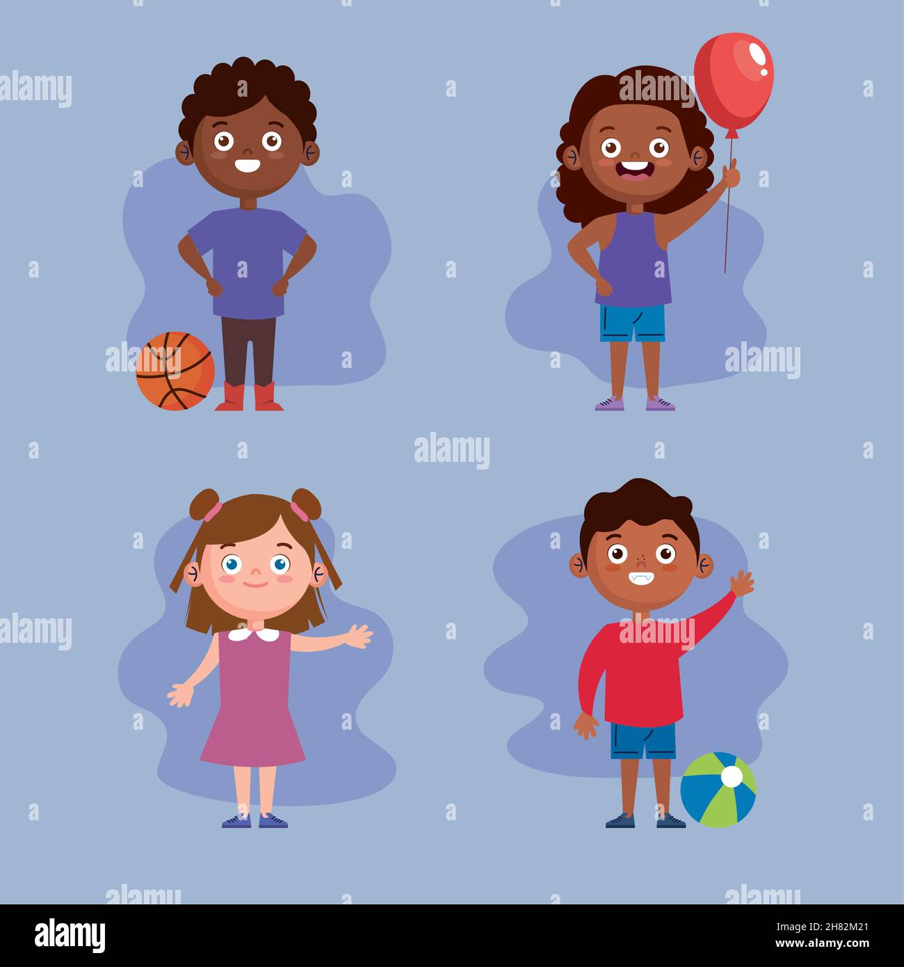 cute multiracial kids playing Stock Vector Image & Art - Alamy