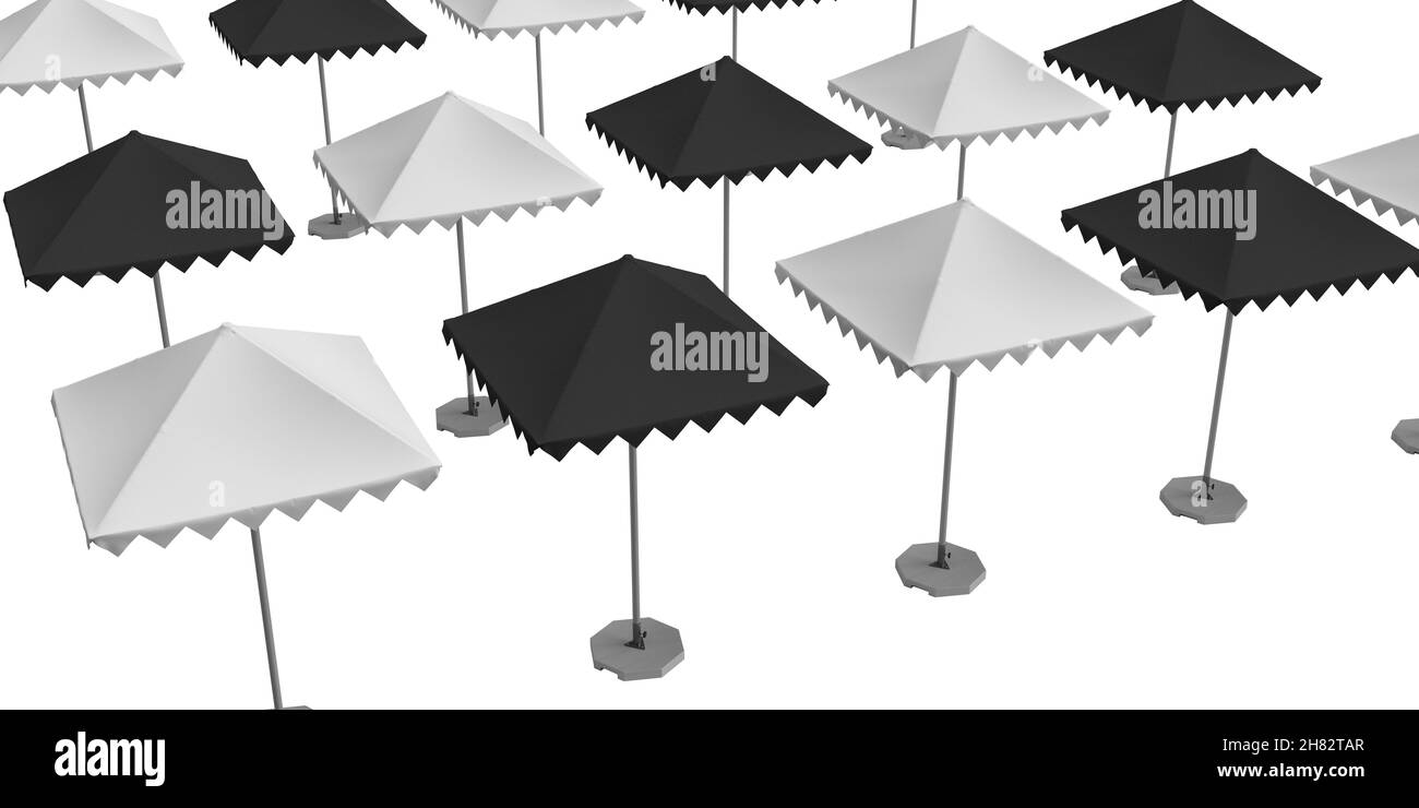Black and White Umbrella Parasol sun shade mockup isolated on white