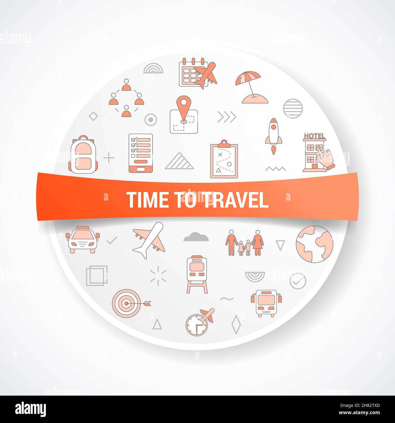 time to travel concept with icon concept with round or circle shape ...