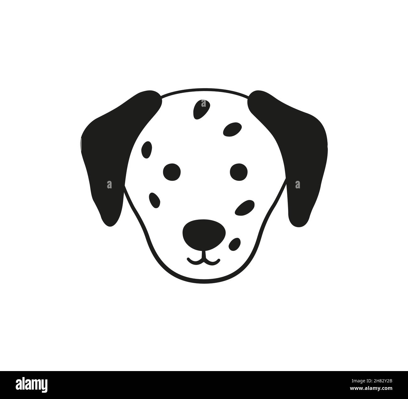 Cute Dalmatian face. Doodle dog head icon. Dog kid drawing. Hand drawn ...