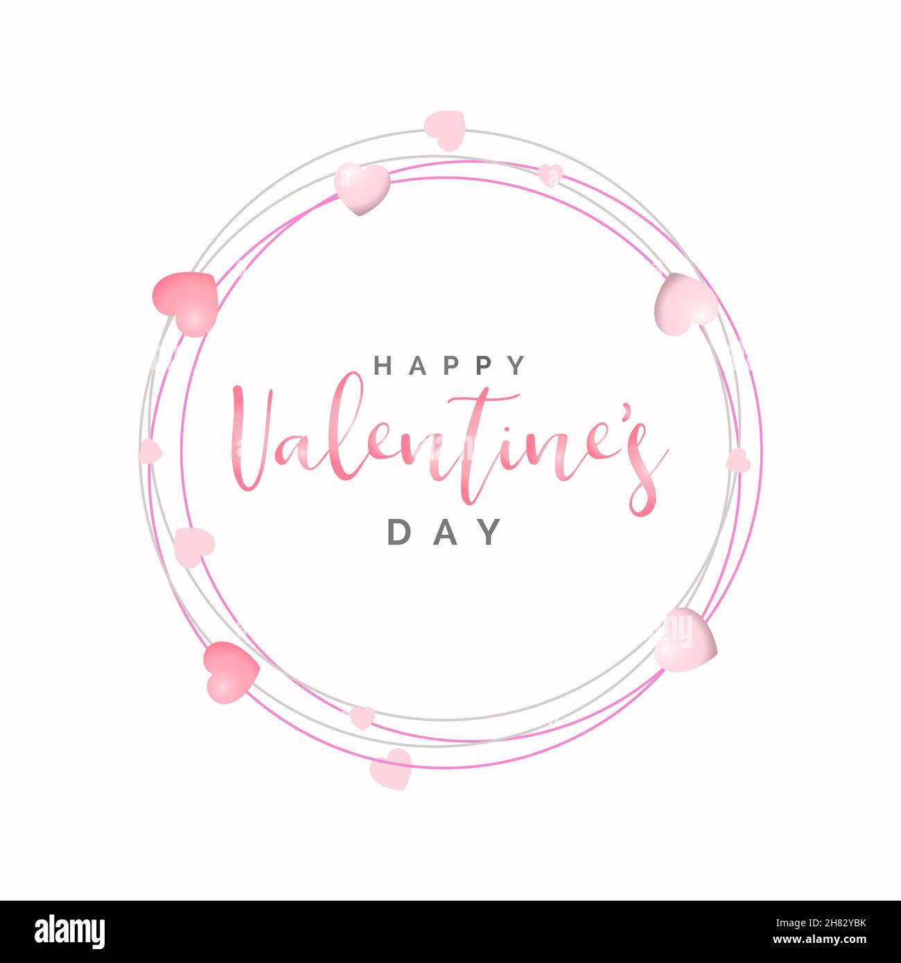 Happy Valentines Day Realistic Wreath with Text Vector Illustration ...
