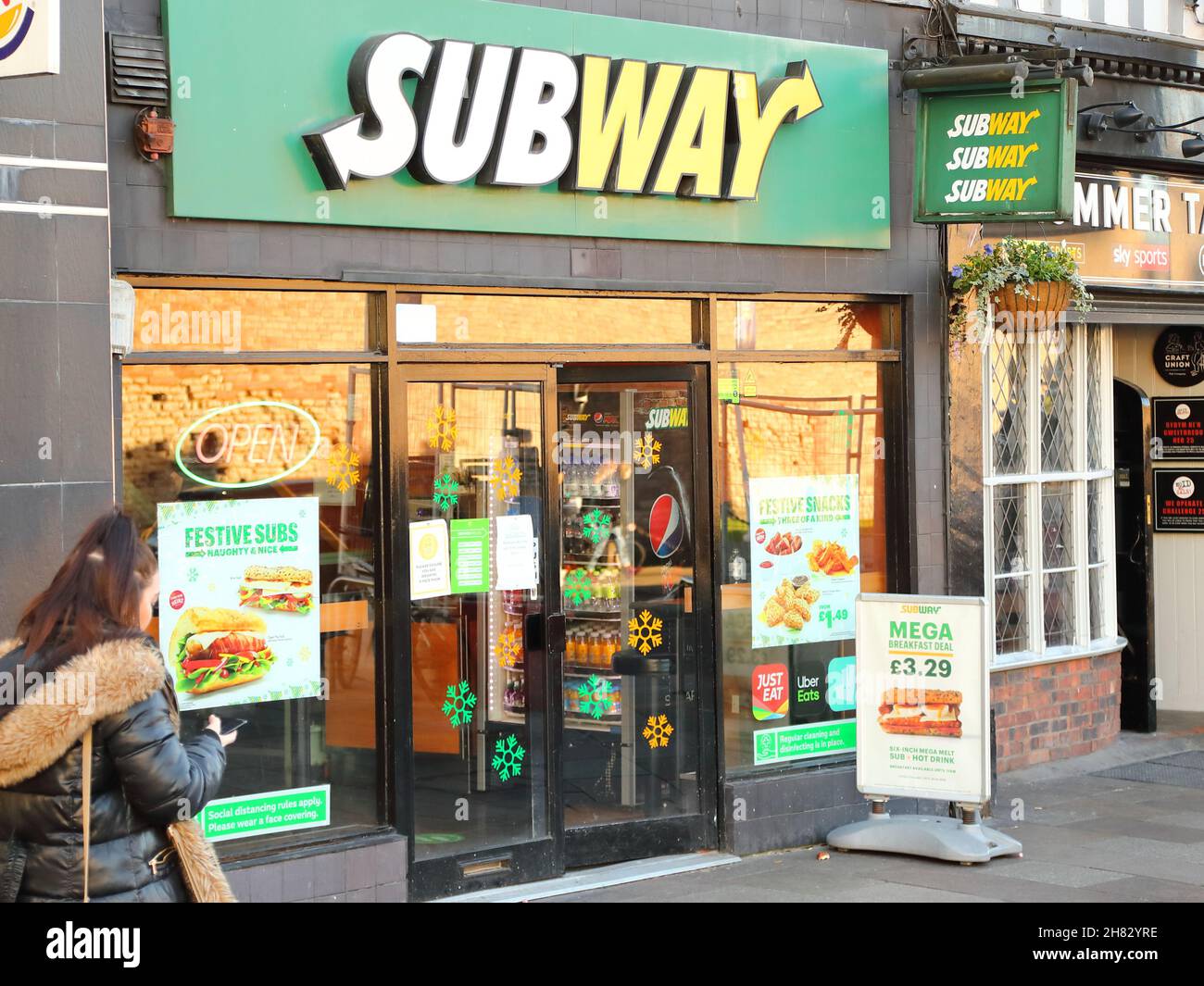 Subway takeaway outlet in Cardiff city, Wales, UK Stock Photo
