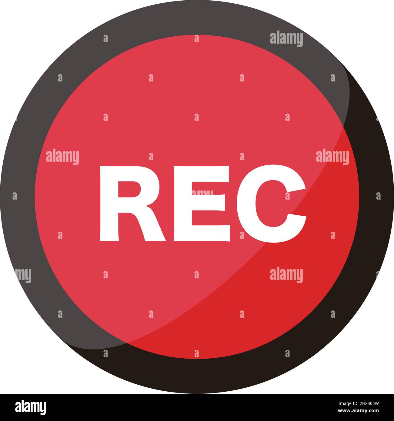 A recording button used for recording and recording. Glossy design. Stock Vector