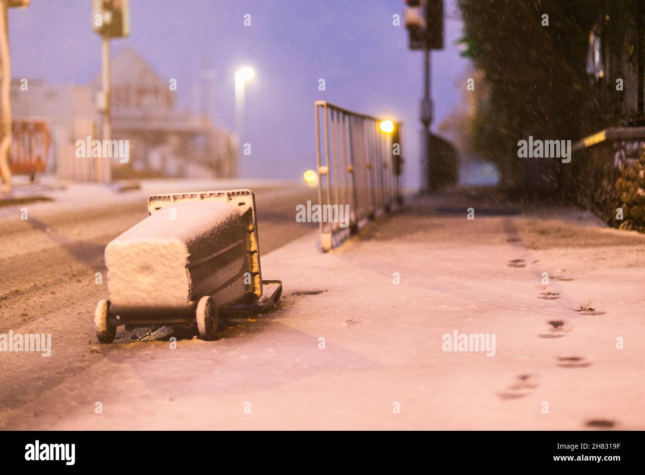 Wheelie bin blown over hires stock photography and images Alamy