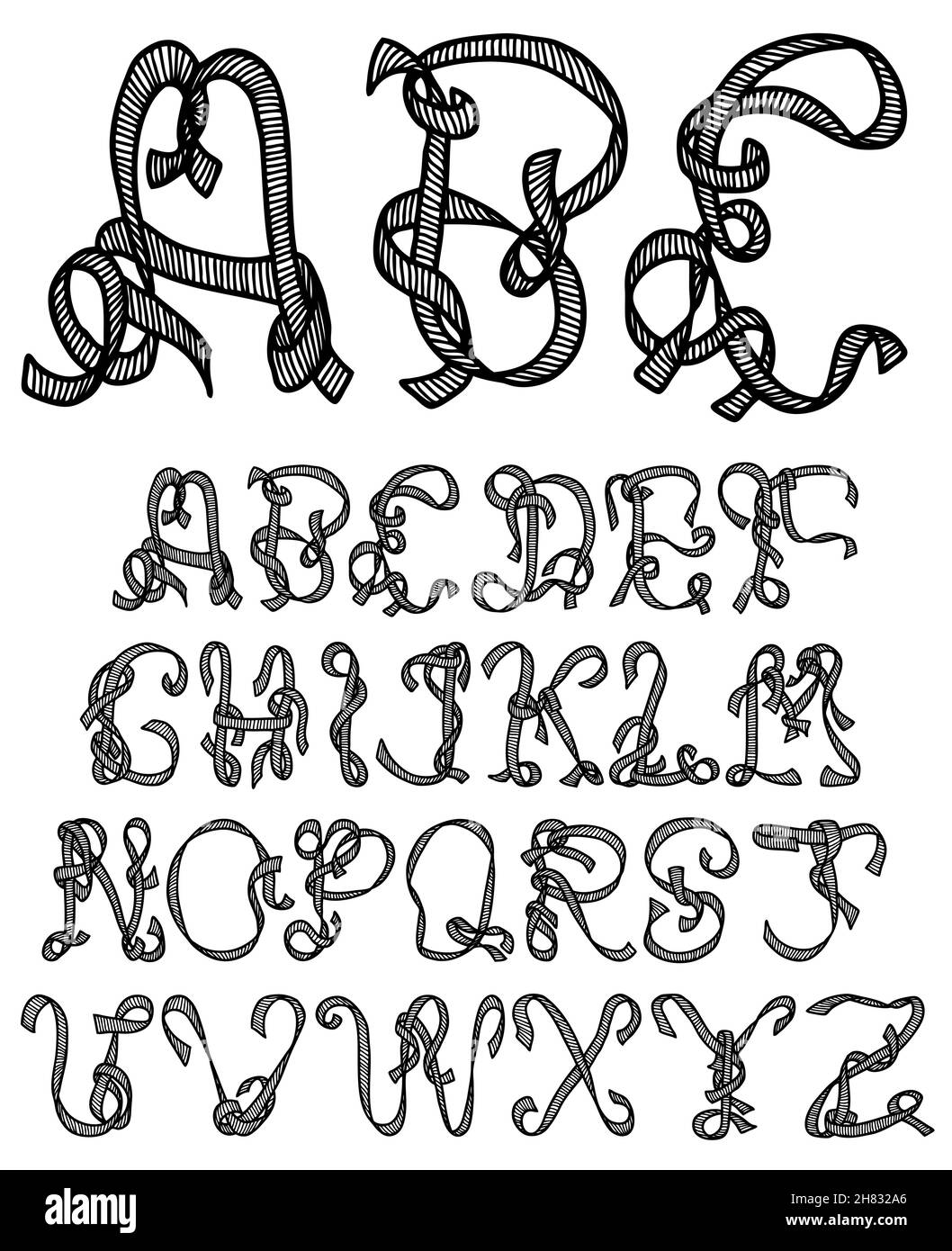 Hand drawn and sketched ribbon font Stock Vector Image & Art Alamy