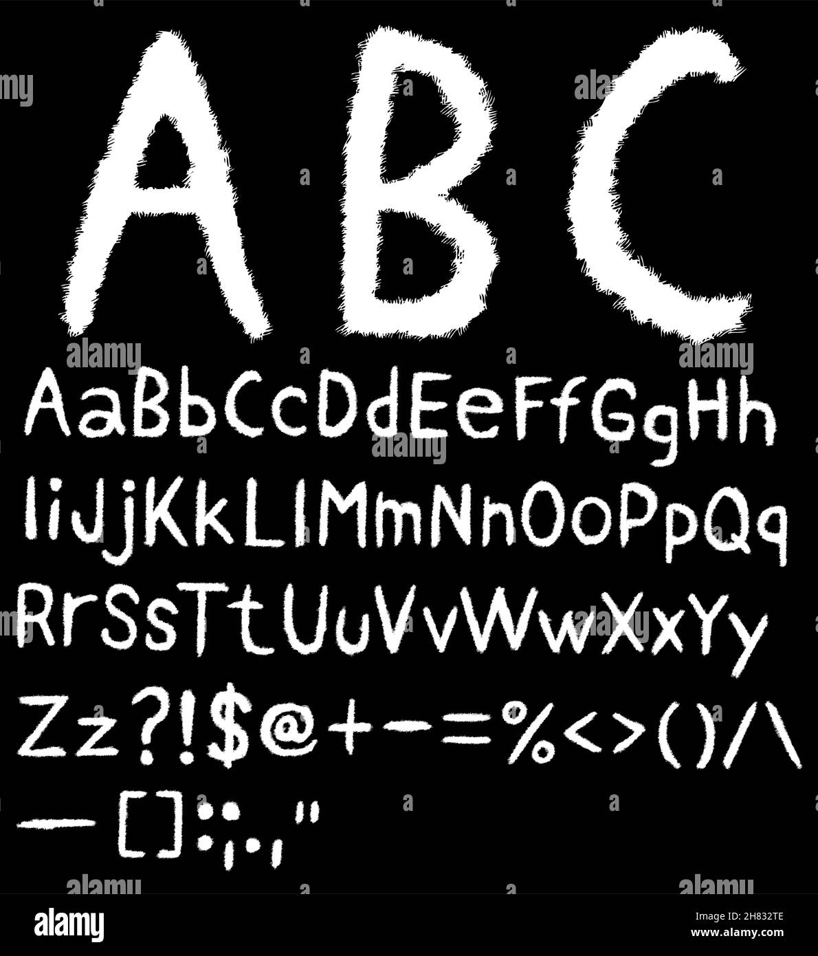 Hand drawn font, in black background Stock Vector Image & Art - Alamy