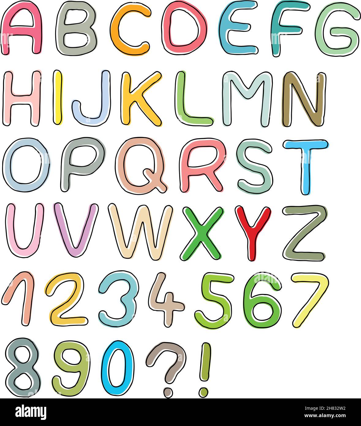 Hand drawn font, colorful design Stock Vector Image & Art Alamy