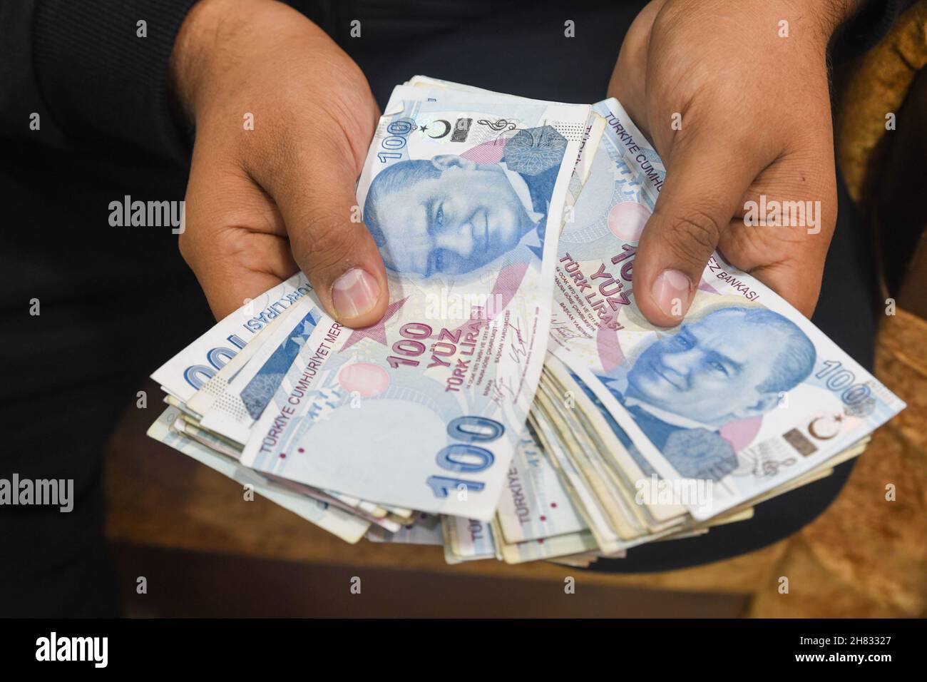 Jindires, Aleppo, November 25, 2021, the depreciation of the Turkish