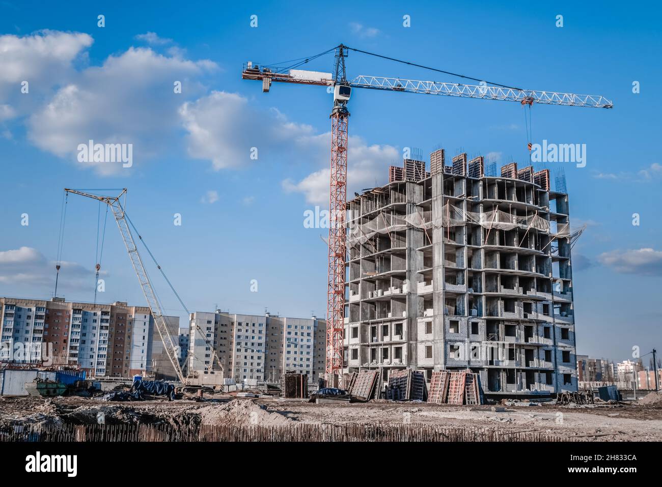 High-rise crane and construction industry Stock Photo