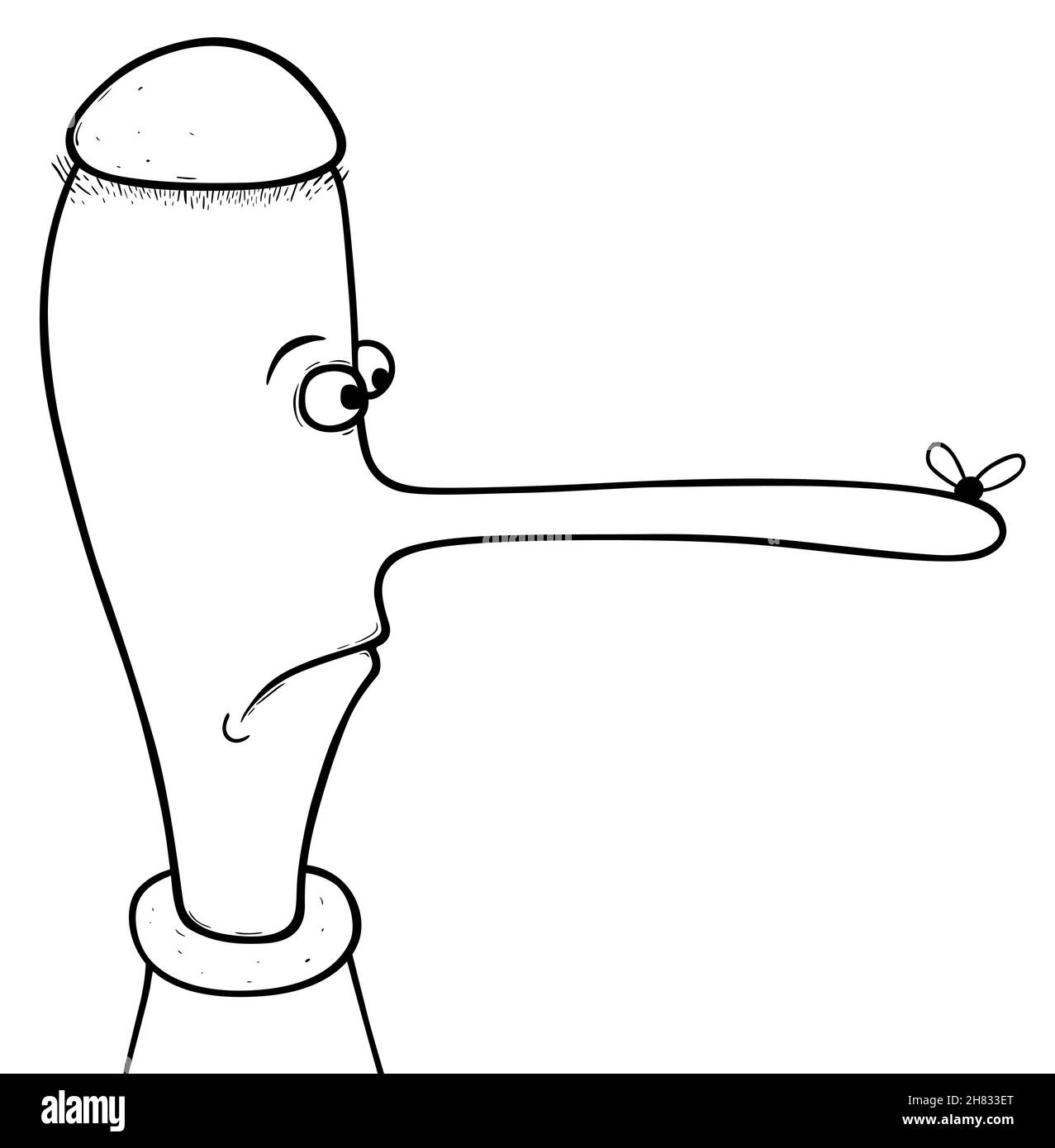 Dumb boy with long nose, cartoon illustration Stock Vector