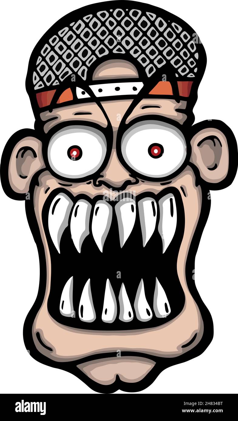 Scary or attacking face of man, vector illustration Stock Vector Image ...