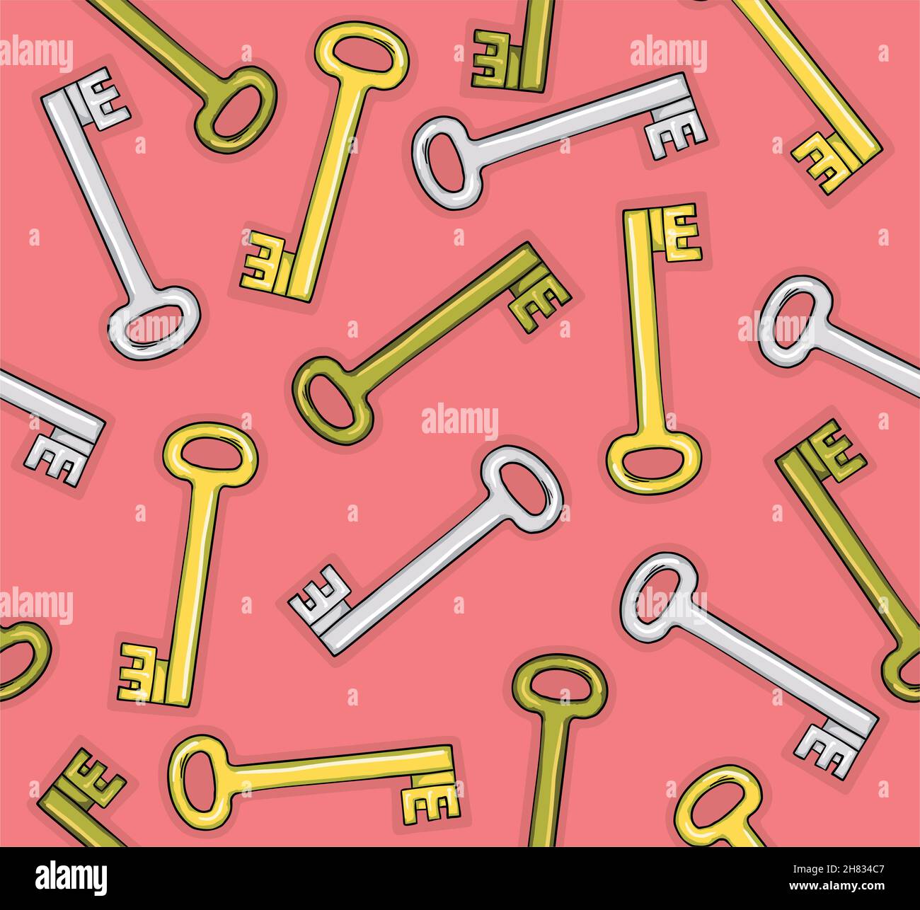 Seamless pattern of keys, vector illustration Stock Vector