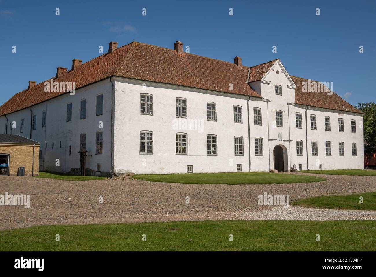 Børglum Abbey was an important abbey of medieval Denmark, with a modern copy of the Bayeux Tapestry preserved in its halls. Børglum, Denmark Stock Photo