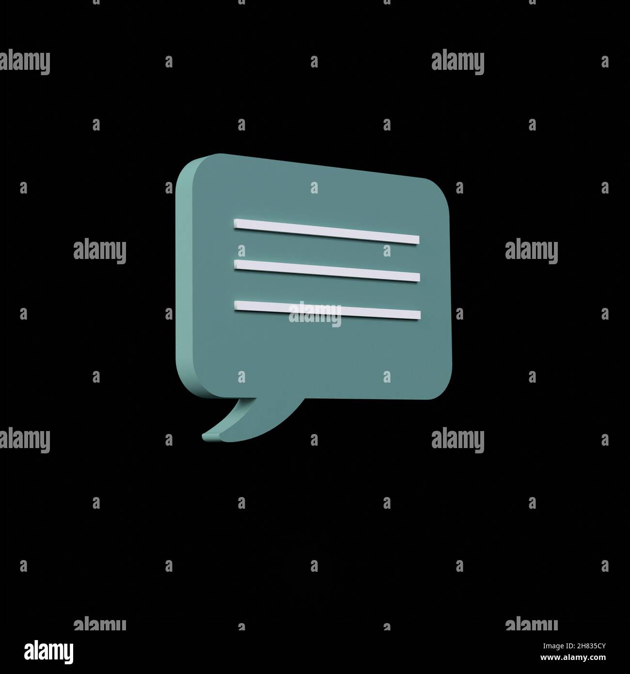 Blue message bubble form in 3d render illustration on black background