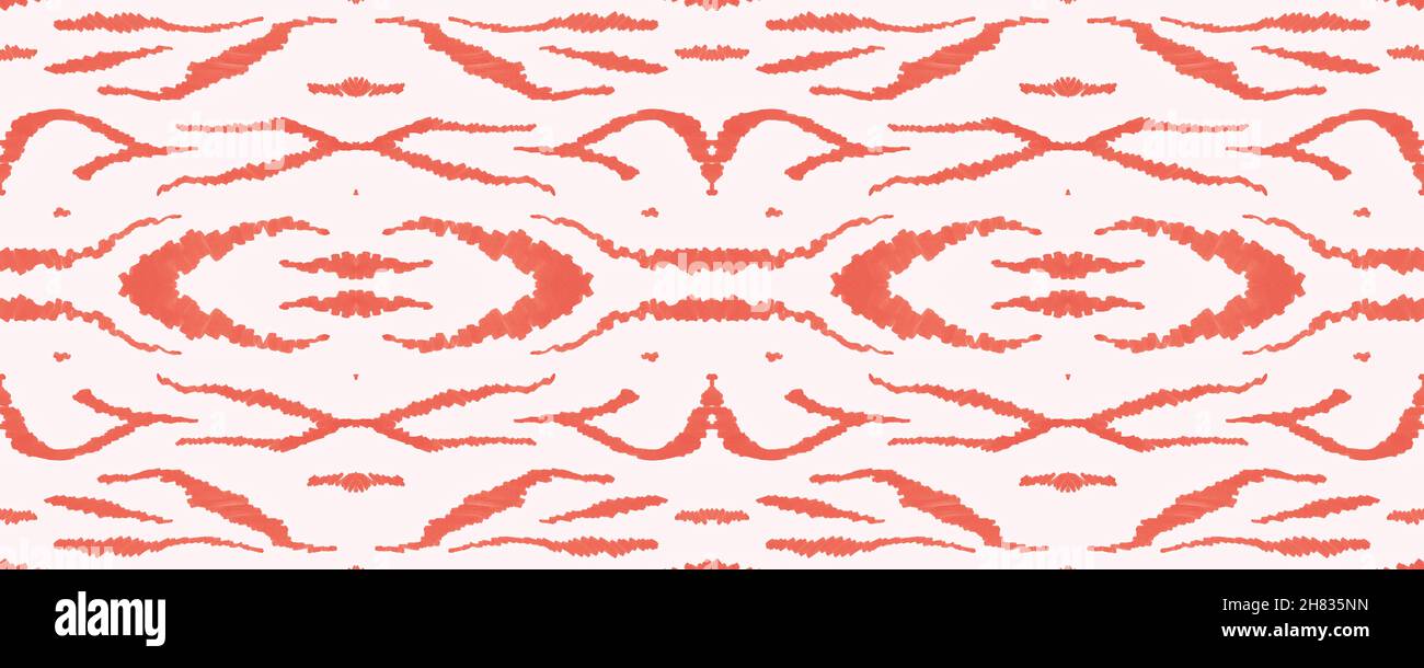 Seamless Stripes Background. Coral Fashion African Texture. Animal Watercolour Design. Wild Skin Print. Stripes Ornament. Abstract Safari Texture. Sea Stock Photo