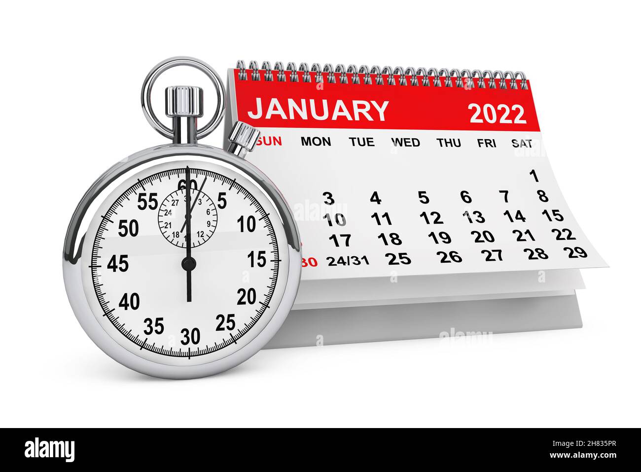 Northwestern Calendar 2022 2022 Year January Calendar With Stopwatch On A White Background. 3D  Rendering Stock Photo - Alamy