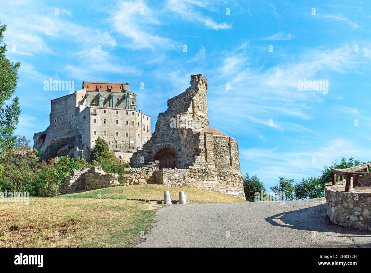 Sacra di San Michele, Saint Michael's Abbey, is a religious complex near Turin in Susa Valley, Italy Stock Photo