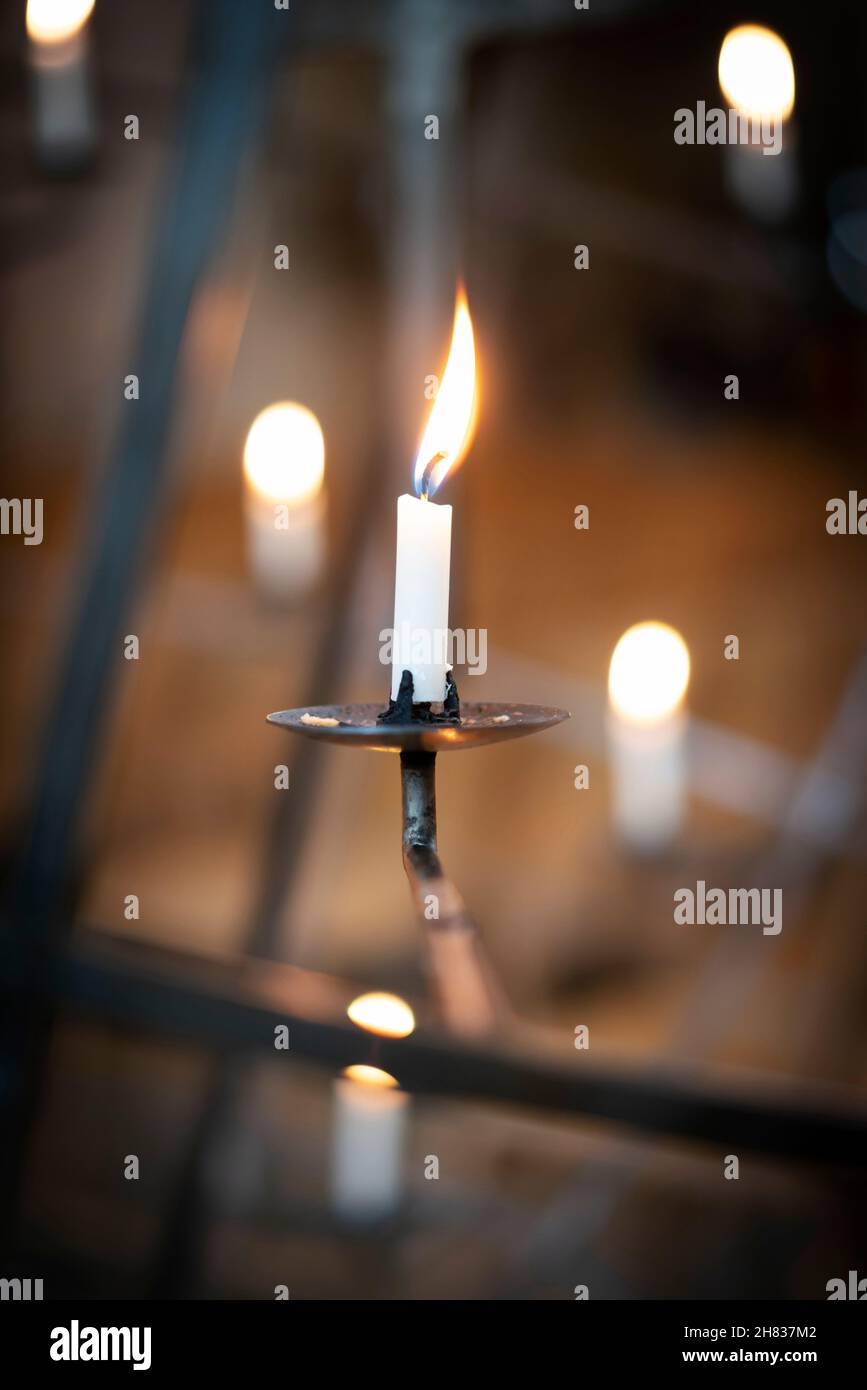 Candle in Norwich Cathedral, Norfolk, England Stock Photo