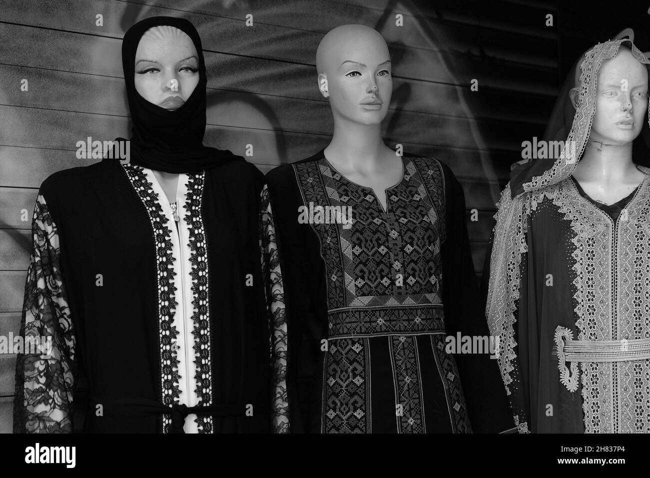 Scenic view of mannequins wearing traditional costumes Stock Photo