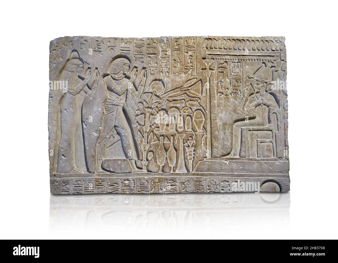 Ancient Egyptian relief panel from the  the tomb of Meri - re, 1410–1372 BC, 18th Dynasty, reign of Amenhotep III, Saqqara. Kunsthistorisches Muesum V Stock Photo