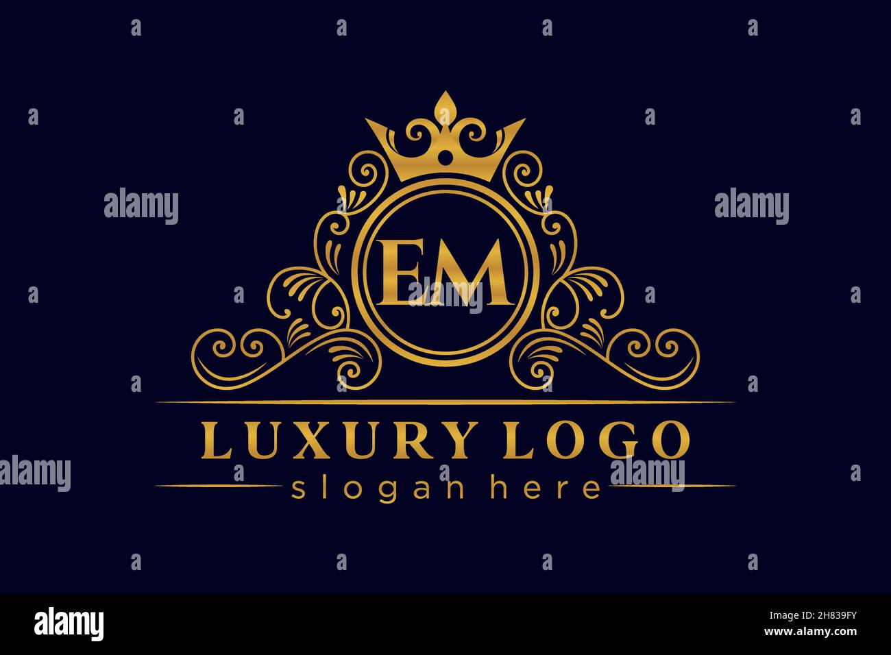 Vetor de Initial letter MF, overlapping elegant monogram logo, luxury  golden color do Stock