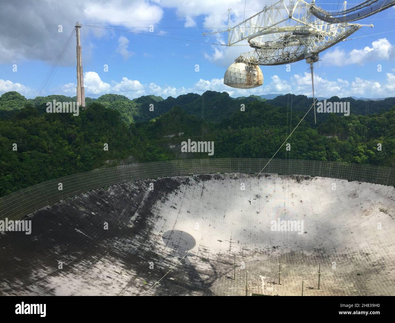 Large radio telescope antenna of the national observatory of Arecibo Puerto Rico. Stock Photo