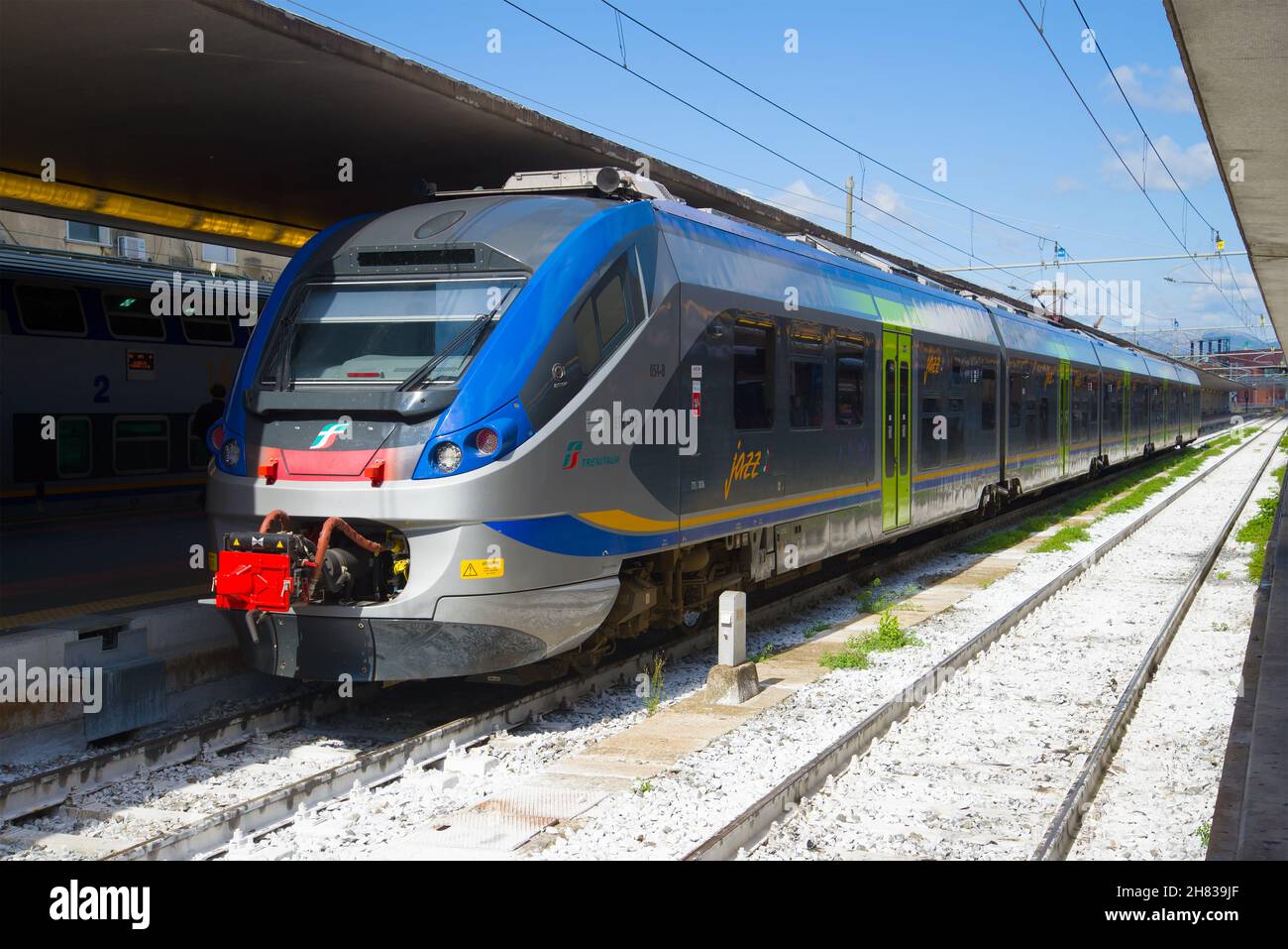 FLORENCE, ITALY - SEPTEMBER 25, 2017: Modern train ETR-425 Trenitalia at the platform of the railway station Stock Photo