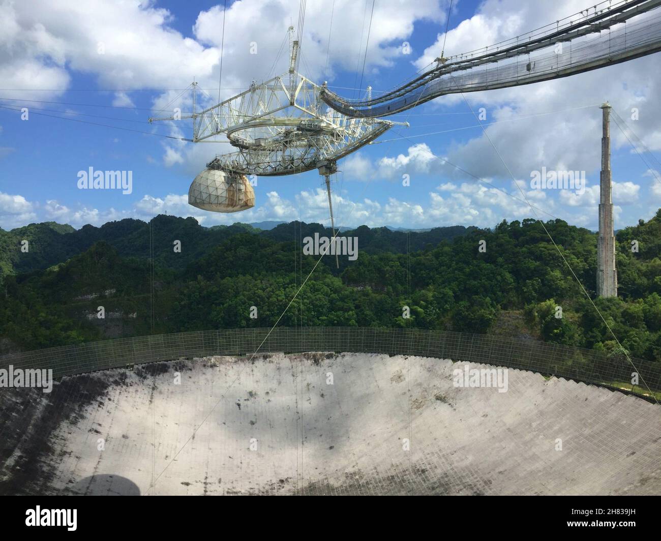 Large radio telescope antenna of the national observatory of Arecibo Puerto Rico. Stock Photo