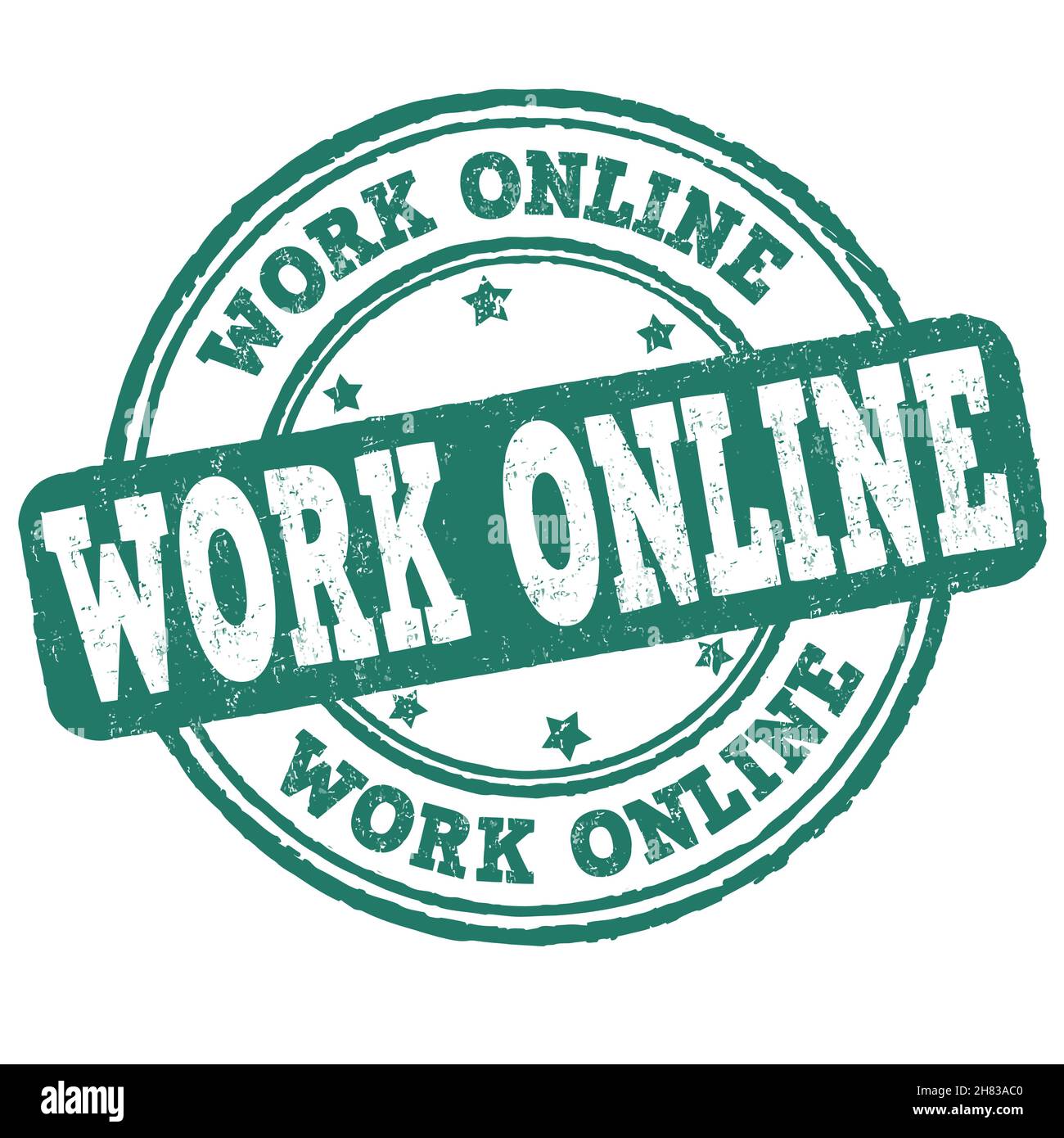 Work online grunge rubber stamp on white background, vector illustration Stock Vector