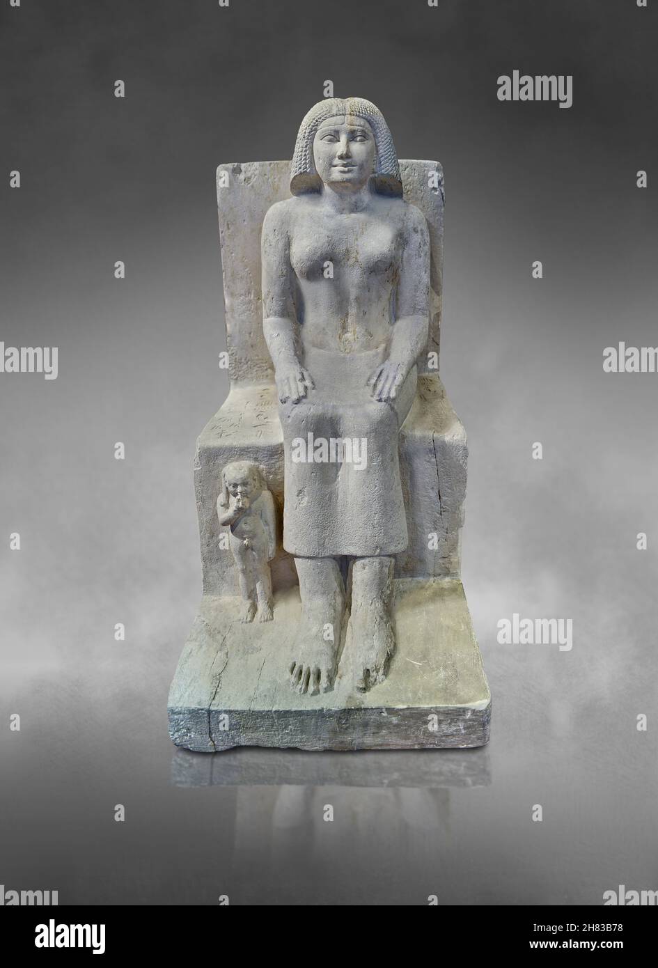Ancient Ggyptian statue of Khent with her son Rudju, 2450 BC, 5th ...