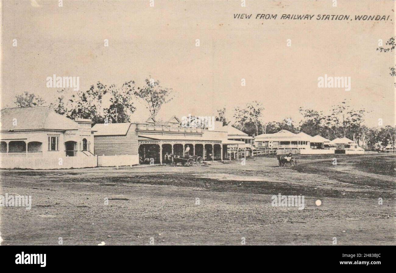 View from Railway Station in Wondai, Qld - very early 1900s Stock Photo