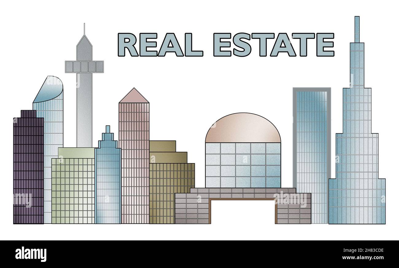 Real estate concept drawn on a white background Stock Photo - Alamy