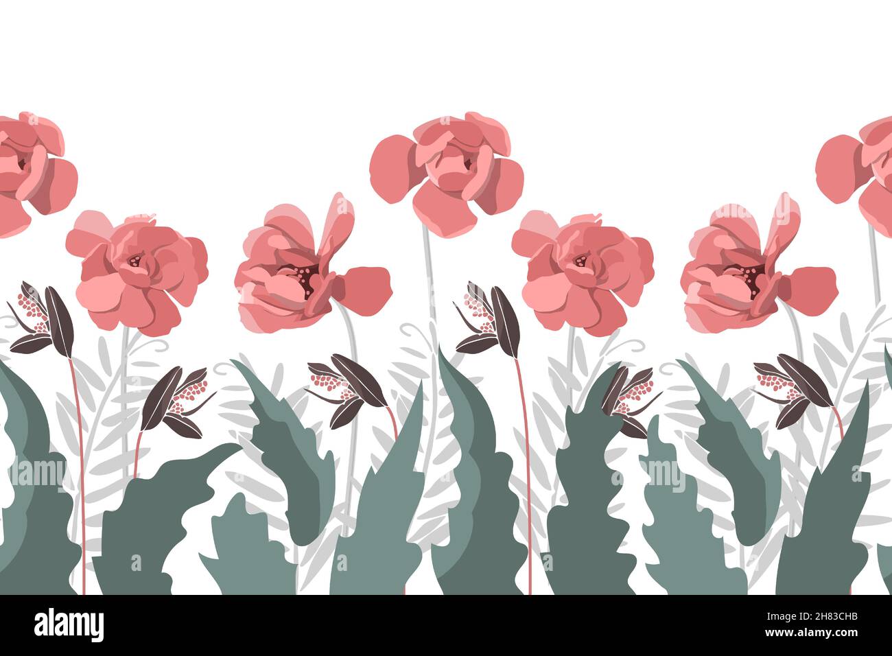 Vector floral seamless pattern, border. Flower illustration Stock ...