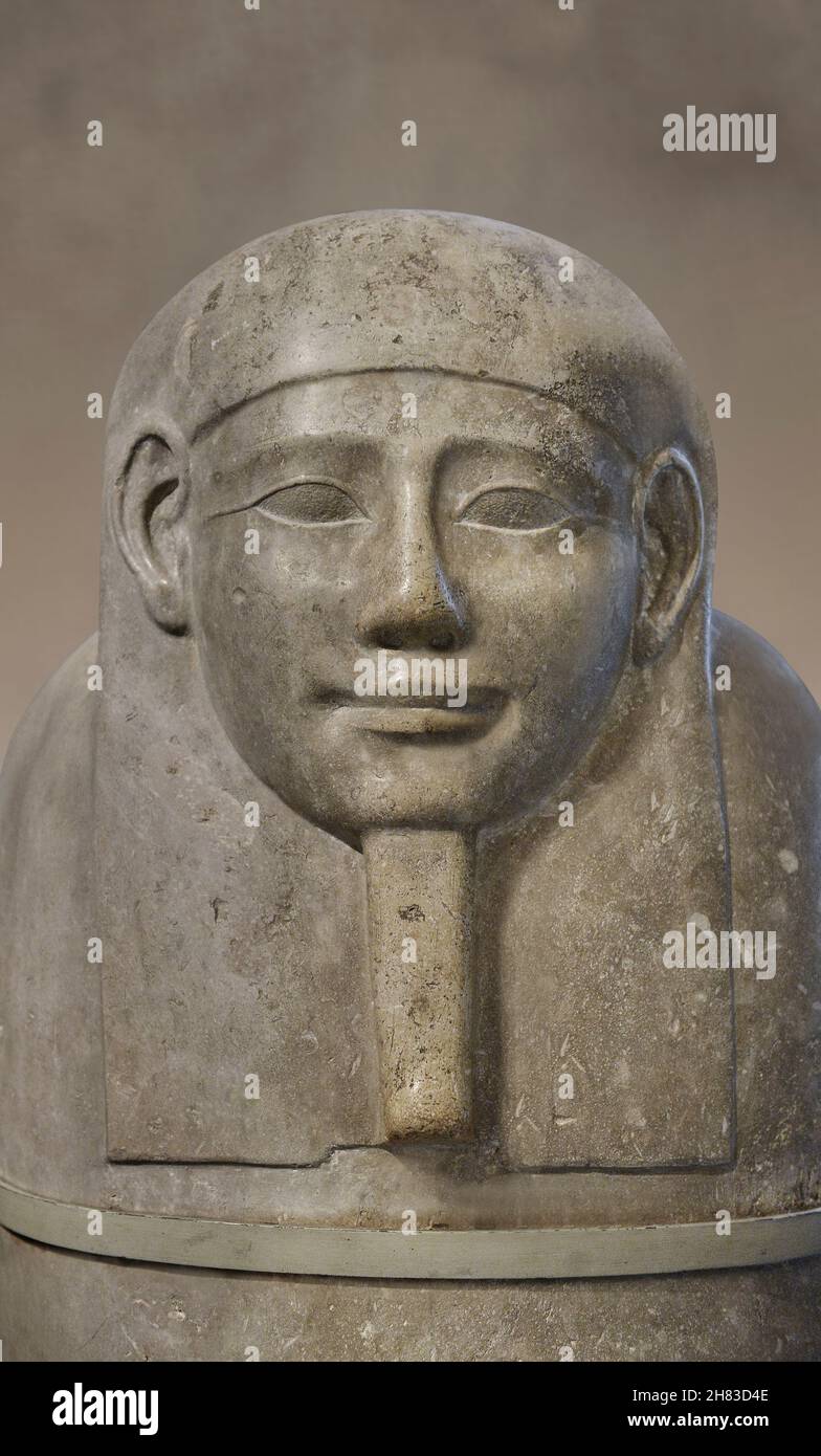 Ptolemaic Egyptian stone sarcophagus coffin, 2nd cent BC, Ptolemaic Period. Kunsthistorisches Muesum Vienna AS 5150. Stock Photo