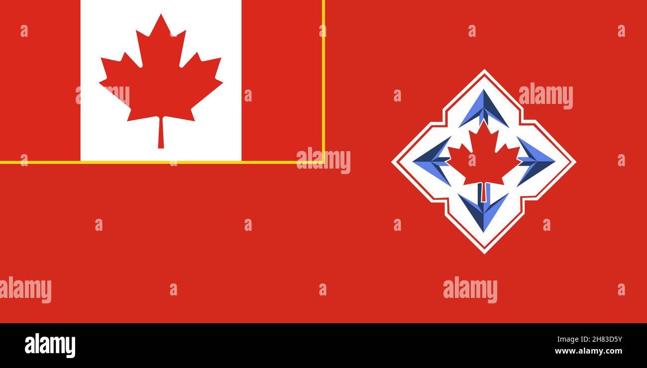 Top view of flag of Canadian Army 1968 1998 , Canada. Canadian patriot and travel concept. no flagpole. Plane design, layout. Flag background Stock Photo