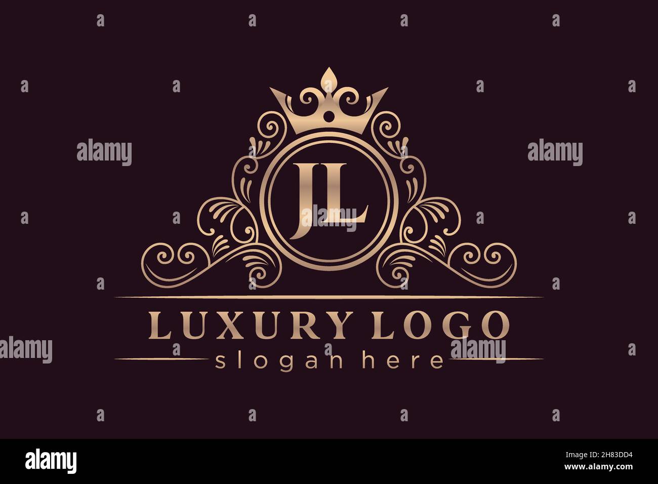 JL Initial Letter Gold calligraphic feminine floral hand drawn heraldic monogram antique vintage style luxury logo design Premium Stock Vector
