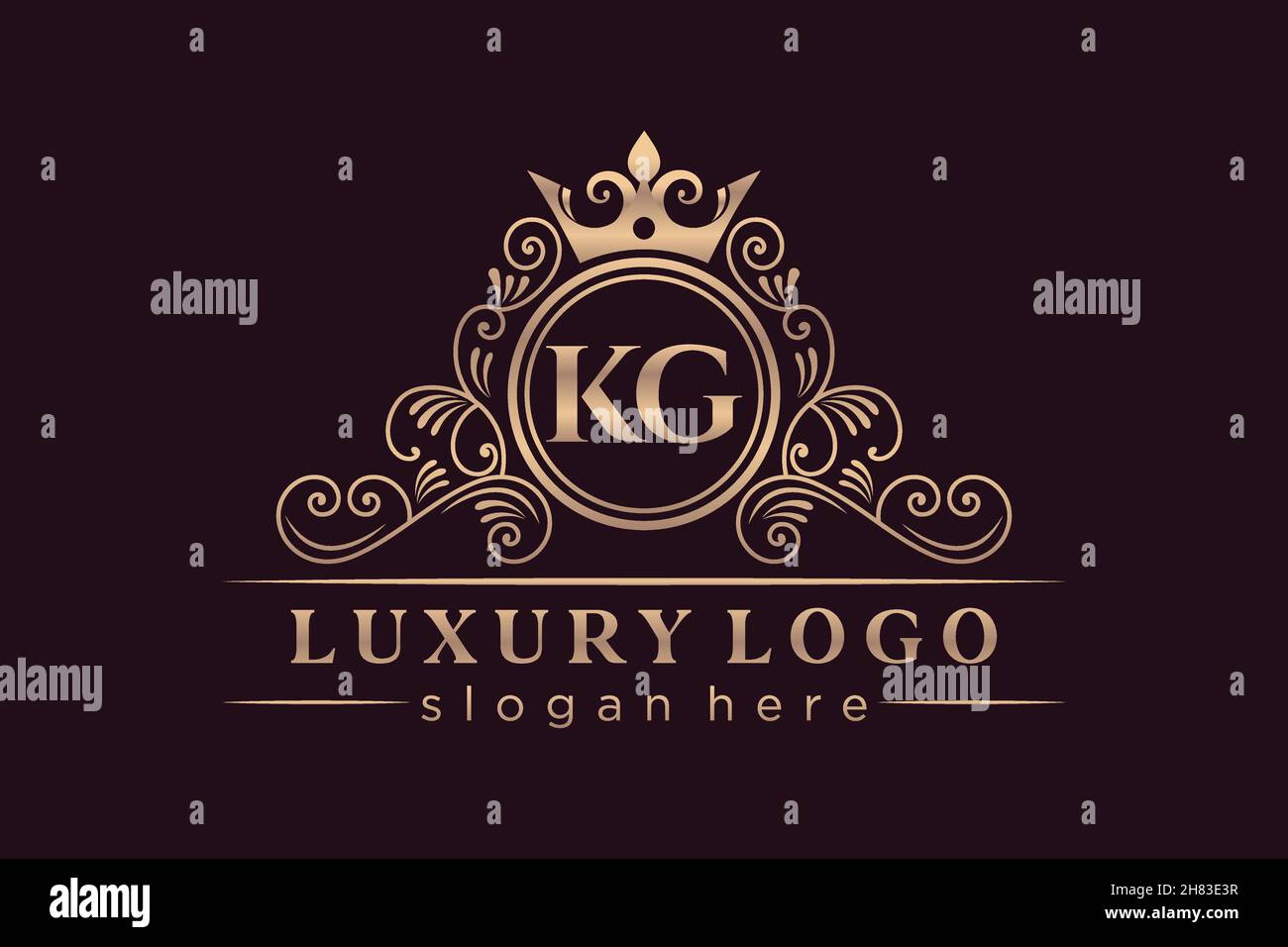 KG Initial Letter Gold calligraphic feminine floral hand drawn heraldic monogram antique vintage style luxury logo design Premium Stock Vector