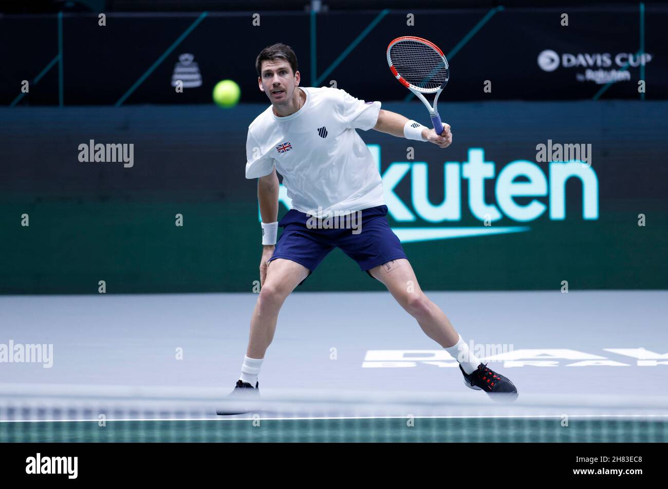 Tennis - Davis Cup Finals - Group C - France v Britain - Olympiahalle,  Innsbruck, Austria - November 27, 2021 Britain's Cameron Norrie in action  during his match against France's Arthur Rinderknech Stock Photo - Alamy